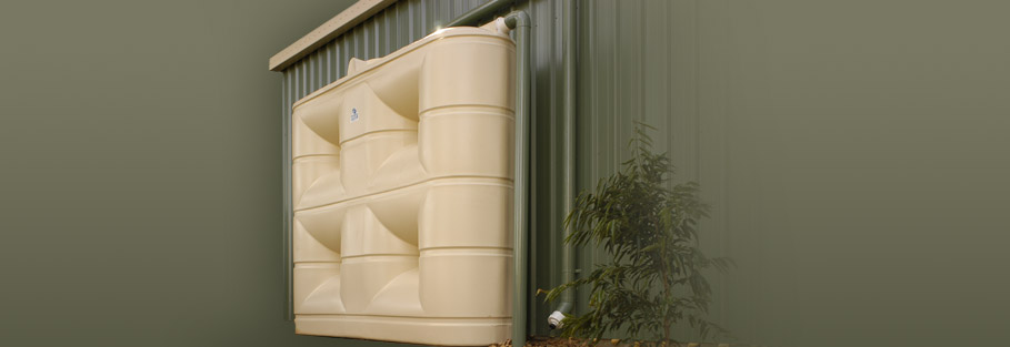 Slimline Water Tank attached to shed
